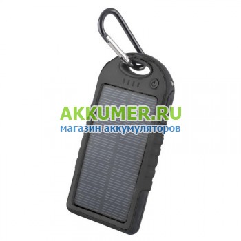 Внешний универсальный аккумулятор PowerBank с солнечной батареей ёмкостью 5000мАч Solar Charger - АККУМ-сервис, интернет-магазин аккумуляторов в Екатеринбурге